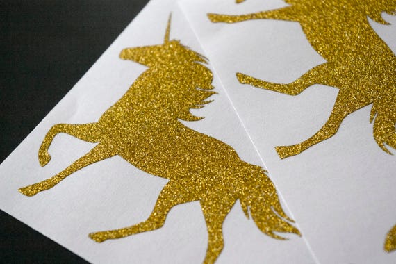 15 gold glitter unicorn stickers kids birthday party