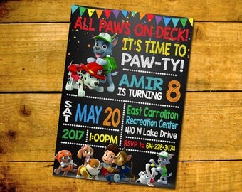 Paw Patrol Birthday Invitation -Paw Patrol Birthday Party Invitation -Paw Patrol Printable Digital File-Paw Patrol Invitation