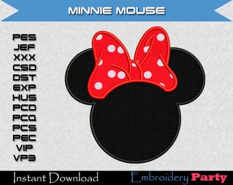 Minnie Mouse Applique Machine Embroidery - Instant Digital Download design pattern alphabet letter jef hus pes