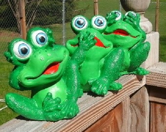 frogs 3 evils concrete, indoor outdoor garden yard art statues