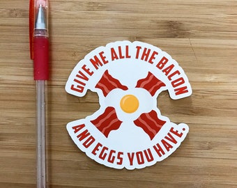Ron Swanson Bacon Vinyl Sticker, Parks and Rec, Leslie Knope, Treat yoself, Bacon, Ron Swanson Sticker, Parks and Rec Gift, Ron Swanson