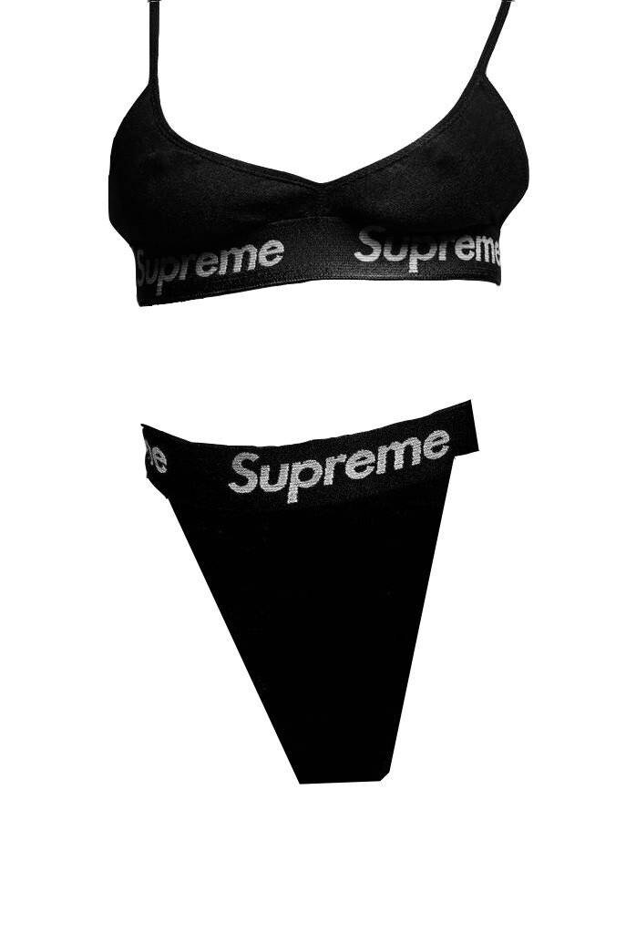 Black Reworked Supreme Bra Set