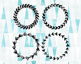 Floral Wreath SVG, Floral Frame bundle SVG, Laurel Wreath SVG, Floral Monogram Frame Svg, Instant download, Eps - Dxf - Png - Svg