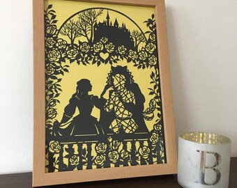 Beauty and the Beast Papercut Unframed Wedding Gift