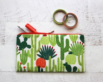 Cactus pencil pouch - cactus zipper pouch - planner pouch - cactus pen case - school supplies - cactus print bag - pencil case - zip pouch
