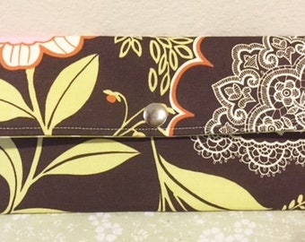 Travel Wallet | Women's Travel Passport Case | Amy Butler Olive Lacework Lotus