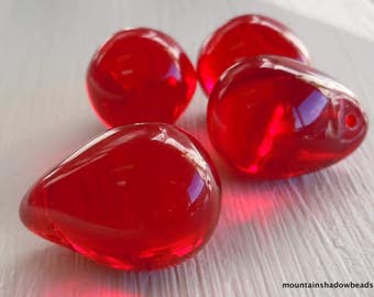 Czech Glass Beads - Large Drop Beads Ruby Red X-Large 20mm (GG - 59)