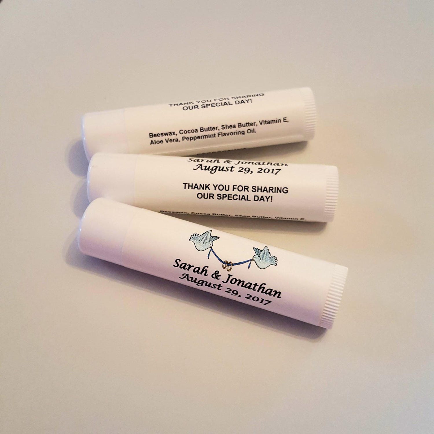 20 Personalized Lip Balm Wedding Party Favors Tube