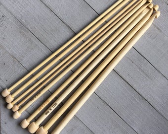 Crochet Hook Bamboo Tunisian Set of 9 Hooks Size 4-10mm
