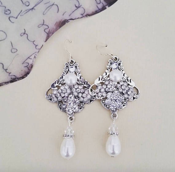 Flower Chandelier earrings, special occasion fashion jewelry