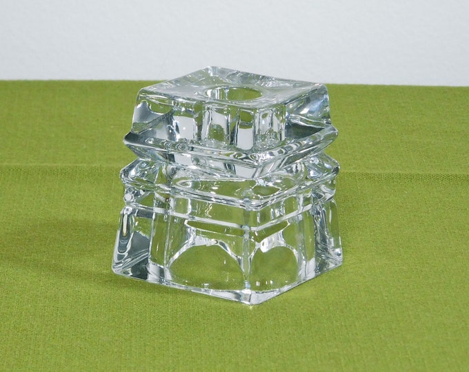 Avon Cut Glass Candle Holder Clear Votive Taper Heavy