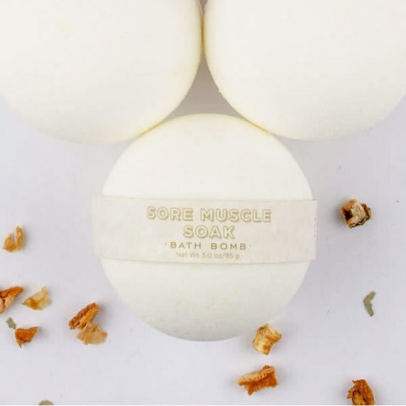 Sore Muscle Soak Bath Bomb One All Natural by PinkParchmentSoaps