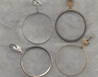 Vintage optical lenses with bail hooks and jump rings.. make your own
