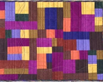 Color Play V Abstract Fiber Art Quilted Wall Hanging
