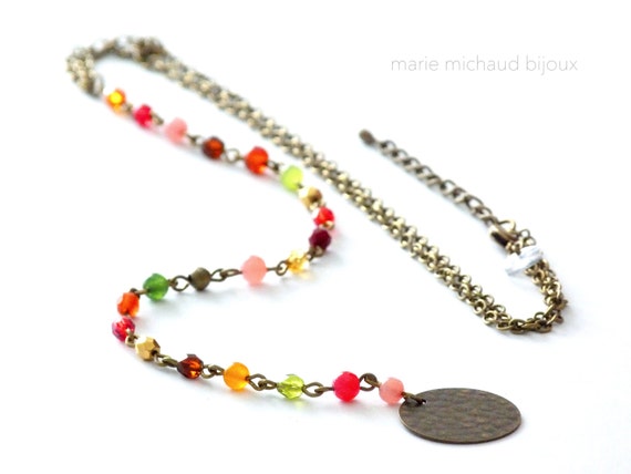 Colorful lariat necklace,Colorful Y necklace,Multicolor lariat necklace,Multicolor Y necklace,Boho lariat necklace,Original lariat necklace