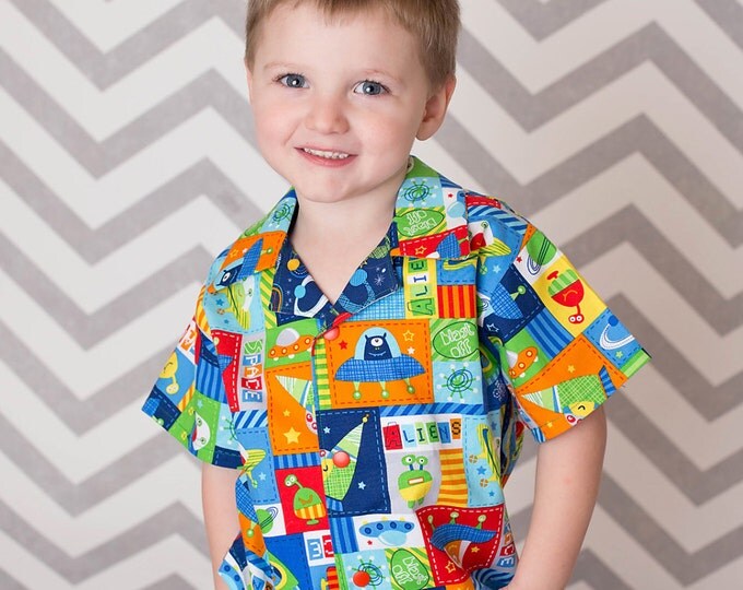 Little Boys Shirt - Toddler Boy Clothes - Outer Space Birthday - Aliens - Spaceships - Boutique Boys - Boys Shirt - sizes 3T ...