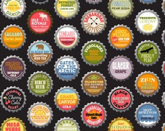 National Parks Fabric - Soda Nation (Cola) By Pennycandy - Kitsch bottle cap Cotton Fabric By The Yard With Spoonflower