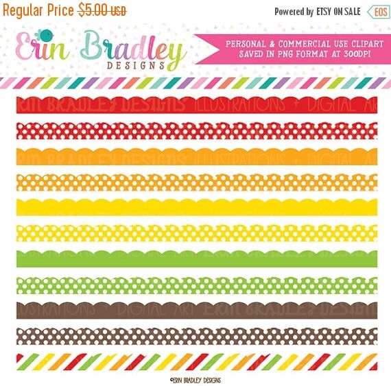 60% OFF SALE Border Clipart Graphics Red by ErinBradleyDesigns