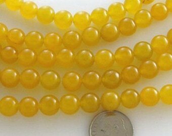 15" Round Gemstone Beads-Golden Yellow CANDY JADE 8mm