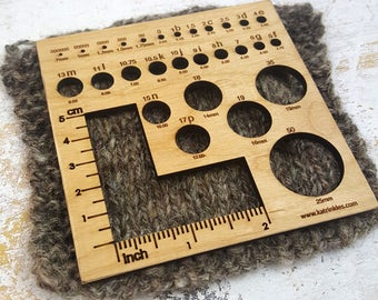Knitting Needle/ Crochet Hook Gauge - ALL sizes from 000000 to 50, Crochet Hooks B-P & gauge swatch ruler