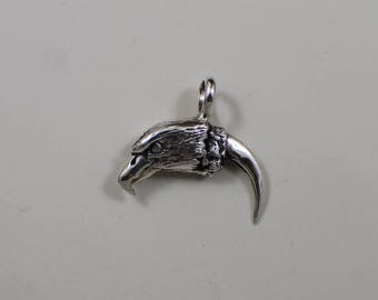 Sterling Silver Eagle Head with Talon Claw Pendant