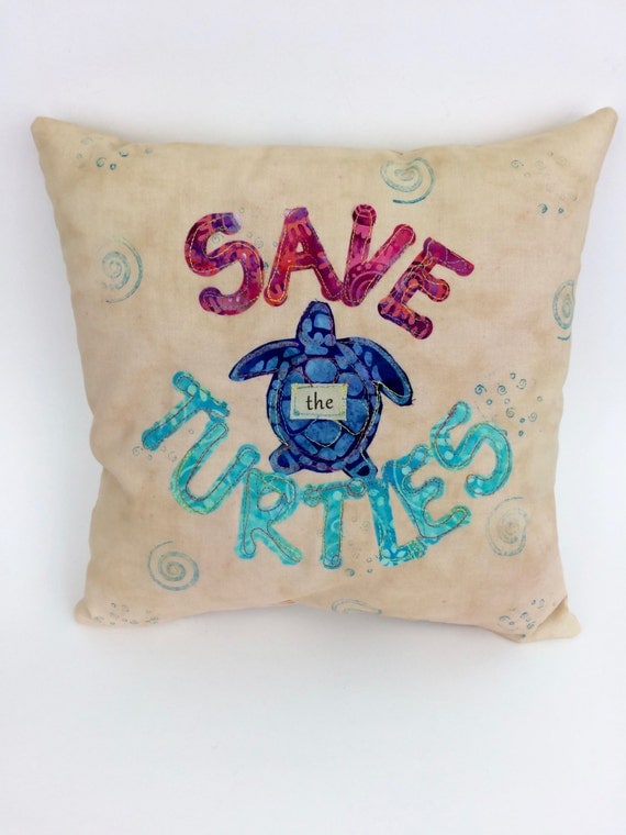 Turtle Pillow Accent Pillow Save the Turtles Summer Decor