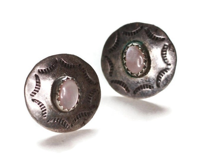 Pink MOP Earrings Sterling NA Design Posts Vintage