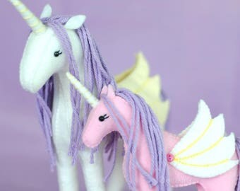 Felt Stuffed Unicorn Pattern * DIY Crafts * Make Your Own Felt Animals. Unicorn Plush Felt Stuffed Animal Pattern. * Pegasus Alicorn Horse *