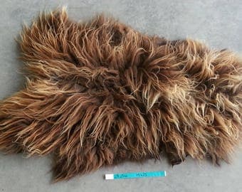 Icelandic Sheepskin- Natural Brown and SUPER Long Wooled Sheep Hide - Lot No. 25236TURQ