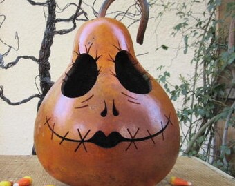Halloween Gourd Sally Jack Jack O Lantern Primitive Pumpkin Decoration ( inspired by Tim Burton )
