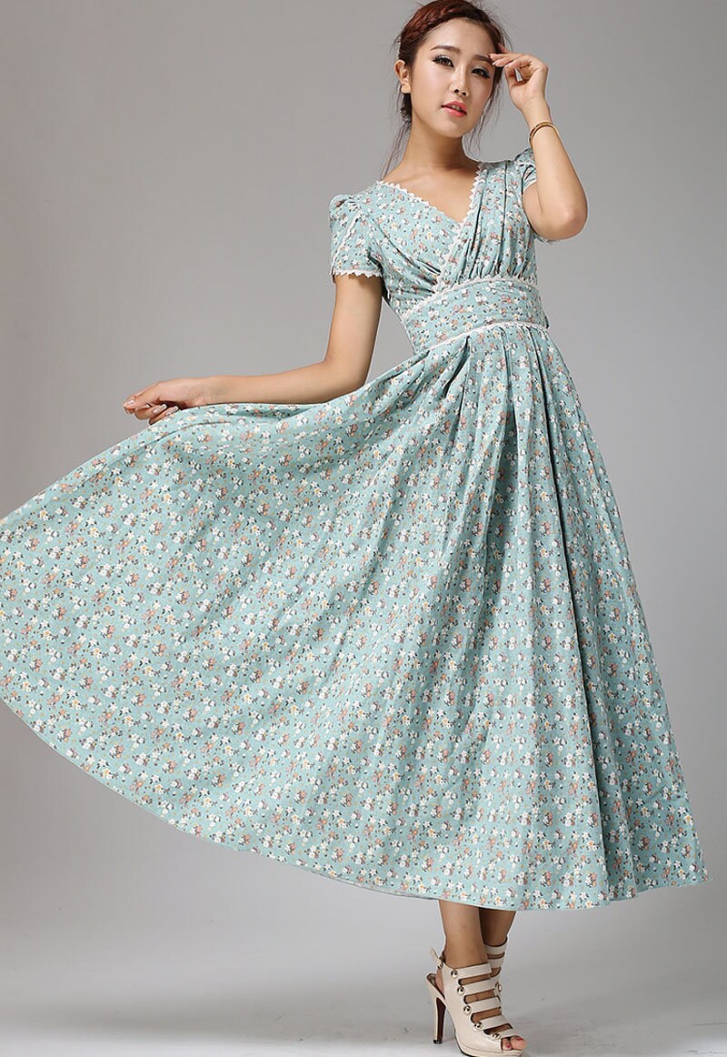 Maxi dress Floral dress Duck Egg blue wedding dress Prom