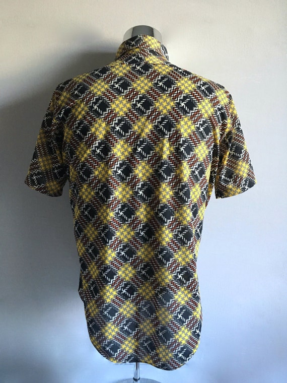 Vintage Men's 70's Disco Shirt Polyester Short