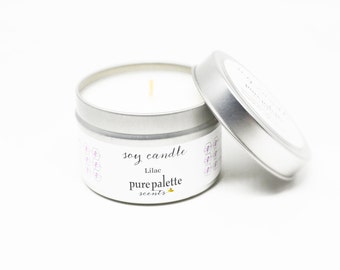 Soy Candle Lilac -Travel Tin Candle - / 4 oz. Scented Candle