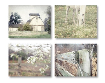 Country Decor, Farmhouse Decor, Rustic Home Decor, Set of 4 Rustic Prints, Rustic Country Landscape Prints, Farm Art Rustic Farmhouse Prints