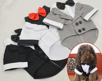 Cute Pet Dog Custom Wedding Suit Tuxedo Bow Tie Costume