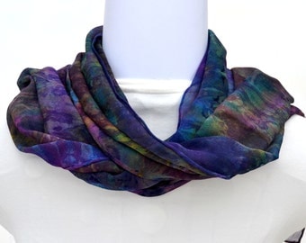 Hand dyed Silk Scarf, Silk Chiffon Scarf, 54 x 10 inches, Ready to Ship, Made in Australia by SallyAnnesSilks on Etsy S141
