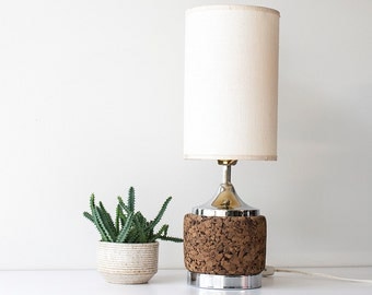 Vintage Mid Century Modern Cork Lamp
