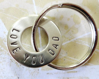 DAD keychain - Love You Dad Hand Stamped Nickel Silver Key Chain