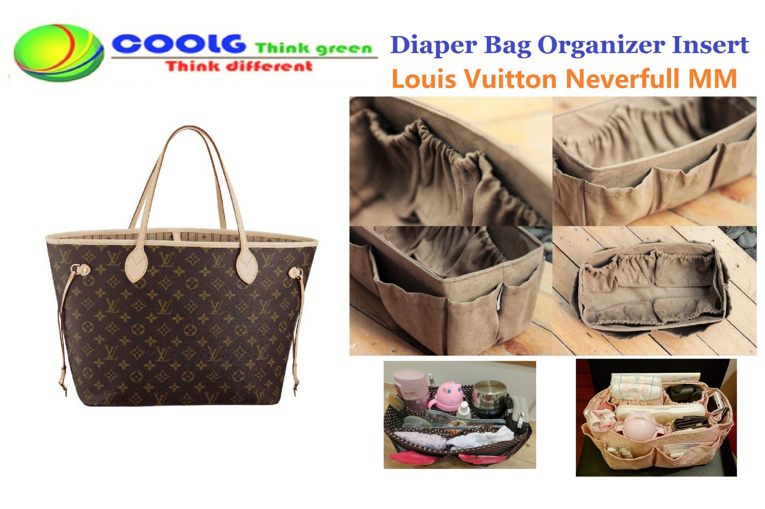 Diaper Bag insert Organizer for Louis Vuitton Neverfull MM