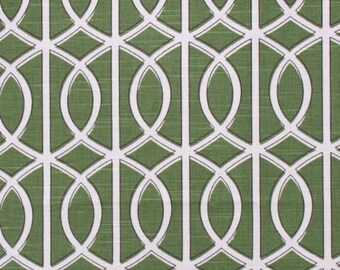Green Geometric Decorative Designer Pillow Cover Accent Cushion white ivory hollywood regency lattice trellis round ovals kelly grass