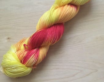 Fire handpainted superwash merino wool sock yarn
