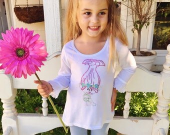 Trolls Princess Poppy dress, Trolls Princess Poppy little girls dress, Trolls Princess Poppy rhinestone dress, Trolls Princess Poppy shirt