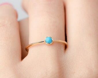 Turquoise Ring, Sterling Silver, Gold Vermeil, Birthstone Ring, Hand Made Minimalist Jewelry, Girlfriend Gift, Lunaijewelry, RNG040TRQ