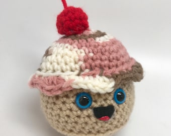 Crochet Cupcake Plush / Happy Cupcake Toy / Cupcake Amigurumi / Kawaii Cupcake / Pretend Food Plush / Ready To Ship