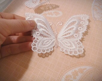 Butterfly 3D three-dimensional, 3 dimensional, FSL, Free standing lace embroidery design in the hoop ITH embroidery 4x4 assorted sizes