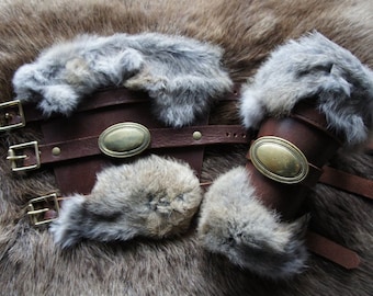Leather and Rabbit Fur Bracers