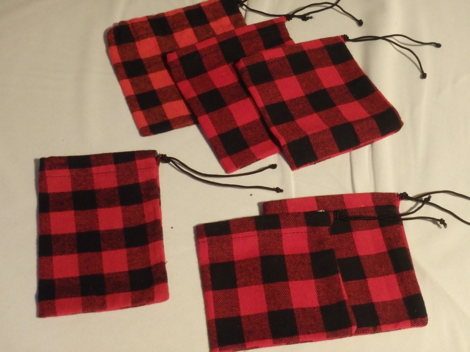 Mini Red & Black Buffalo Plaid Bags Party Favor Bags First