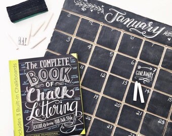 Wooden Chalkboard Calendar, Distressed, Engraved sections