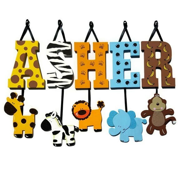 6 LETTER NAME Individually Hanging Block Letters With