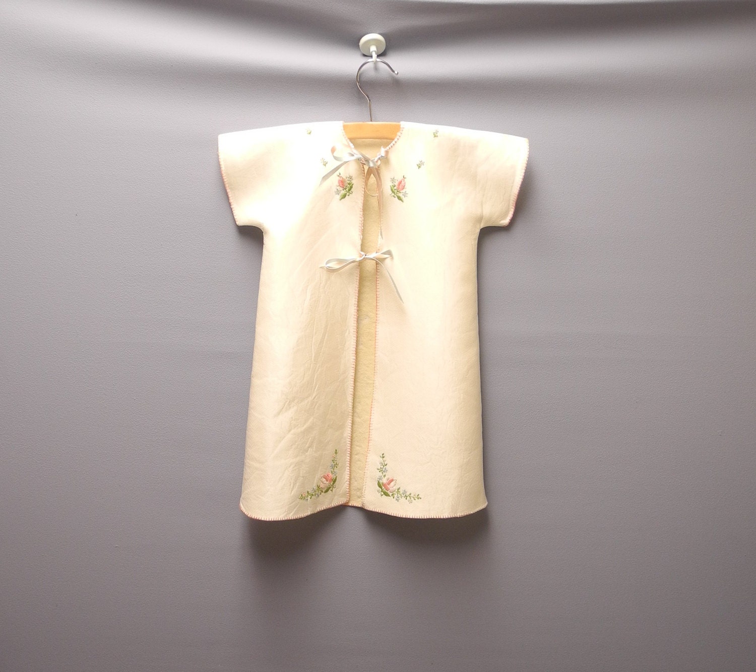 1940's Handmade Cream Baby Crib Coat Set Vintage Baby